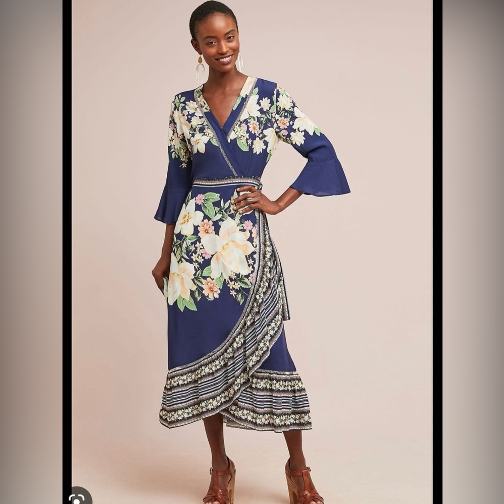 Women’s farm Rio for Anthropologie floral wrap dress